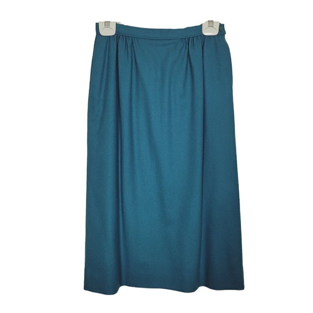 Vintage Pendleton Skirt Sz 8 Teal Fall Winter Wool Career Professional Wool Mark